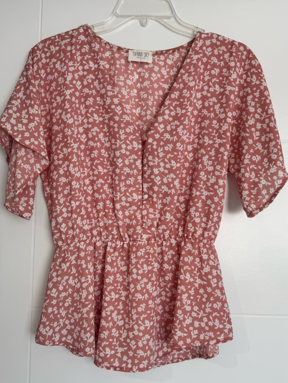Sienna Sky Dusty Pink Floral Peplum Top